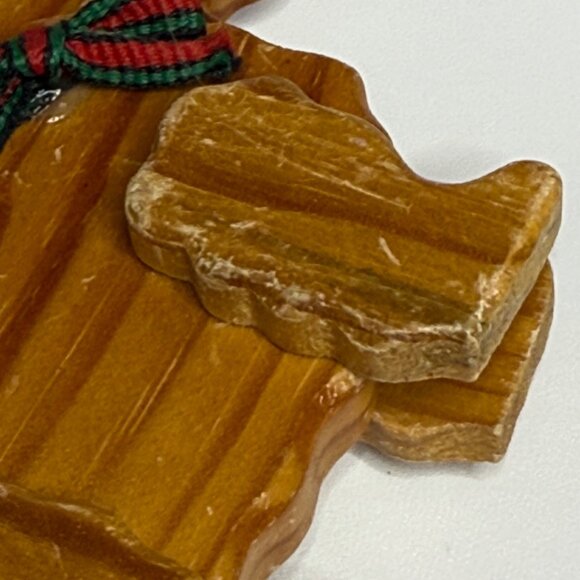 Wood Terrier Christmas Ornament Movable Legs Ribbon Collar Vintage Scottie - Picture 8 of 9